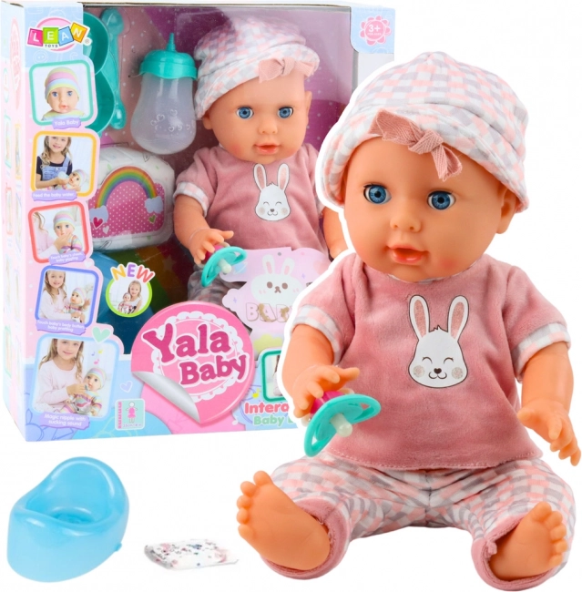 Pisilő Rózsaszín Baba Kiegészítőkkel és Hangokkal 35 cm