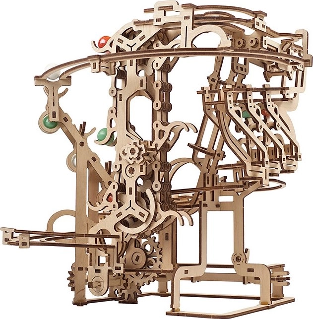 Ugears 3D fa mechanikus puzzle golyópálya láncmechanizmussal