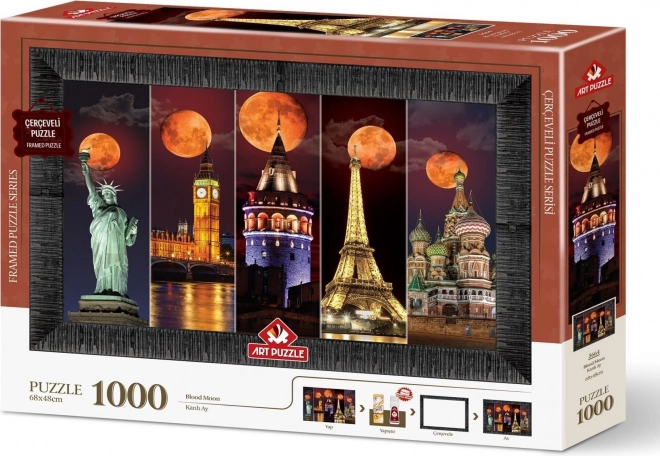 3 az 1-ben puzzle kerettel és ragasztóval Vörös Hold 1000 darabos