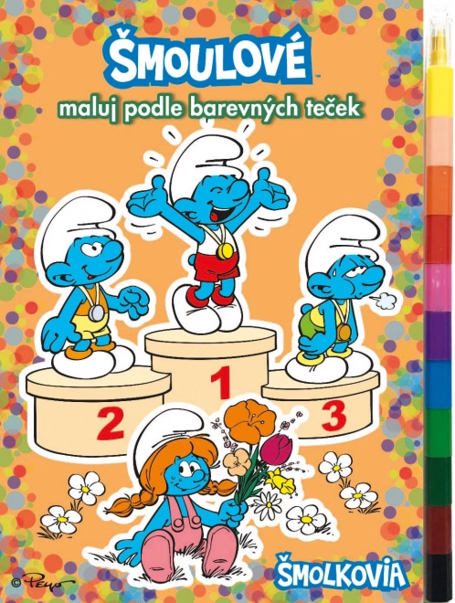 A5 színező könyv Hupikék Törpikék színezés színes pontok alapján