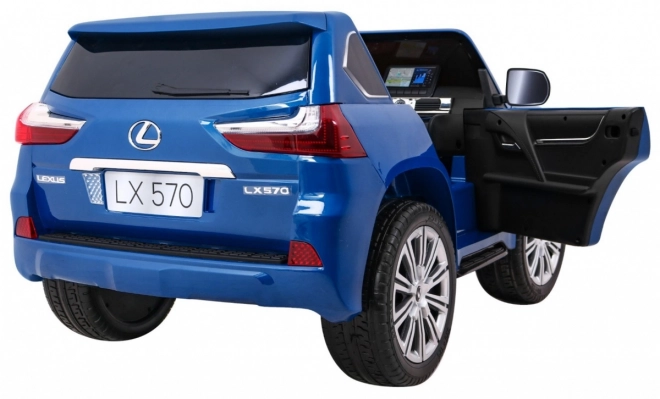 Lexus LX570 Kézzel festett autó gyerekeknek 2 fő részére - Kék + távirányító + EVA kerekek + rádió LED MP3-mal