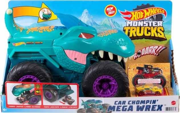 Hot Wheels Monster Trucks Car Chompin’ Mega Wrex dínó teherautó 1:64
