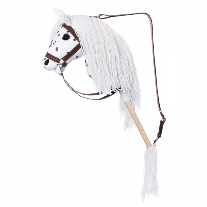 Hobby Horse HOPPIHORSE Sport Edition kollekció fehér leopárd színű lovacska rúdra szerelve