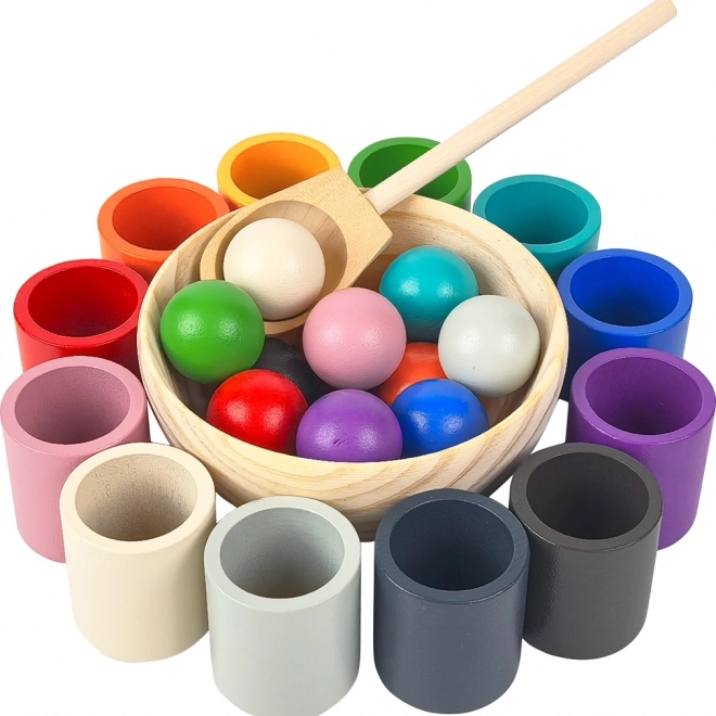 2Kids Toys szivárvány golyók és csészék – Montessori készlet 12 színben