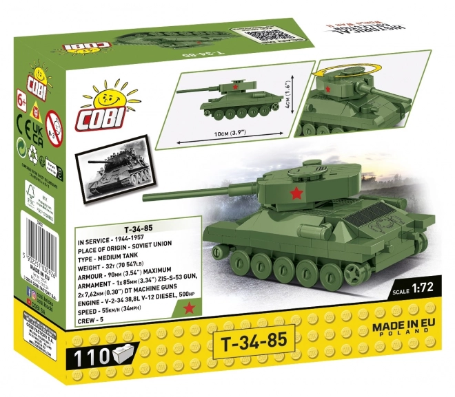 ii. világháborús t-34/85 tank modell építőkészlet