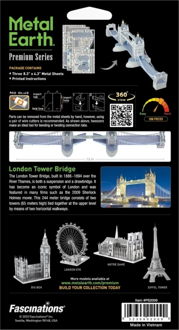 Fém Föld 3D puzzle prémium széria: Tower Bridge