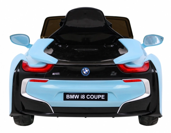 BMW I8 Lift Akkumulátor Autó Kék + távirányítás + lassú indítás + 3 pontos övek + MP3 USB + LED dióda