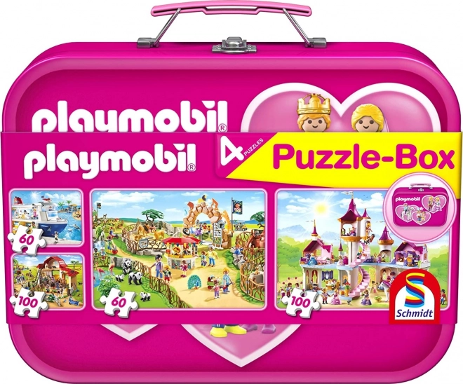 Playmobil puzzle 4 az 1-ben, bádog bőröndben