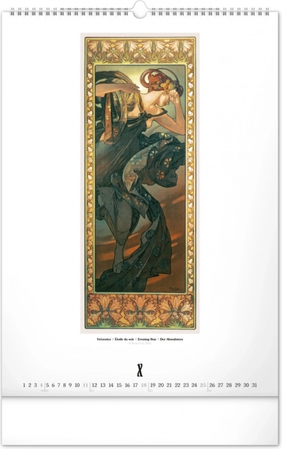 Alfons Mucha 2026 fali naptár
