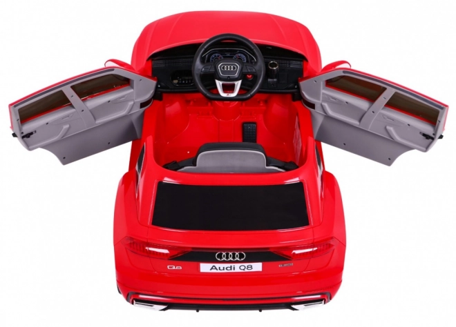 Audi Q8 emelő gyerekeknek akkumulátor Piros + Távvezérlés + EVA + Lassú indítás + MP3 USB + LED lámpa
