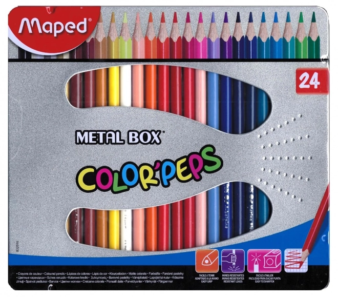 Pastellok MAPED Color'Peps háromszögletűek 24 darab fémdobozban