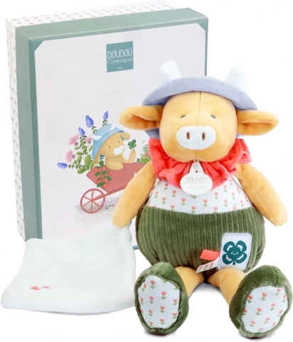 Doudou ajándékcsomag Aneth tehénke zöld takaróval 28 cm