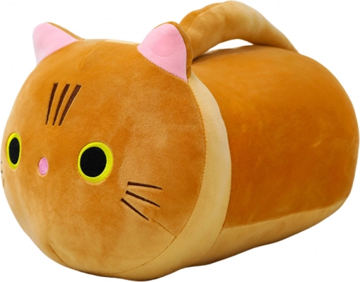 Plüss cica hosszú farokkal, vörös, 40 cm