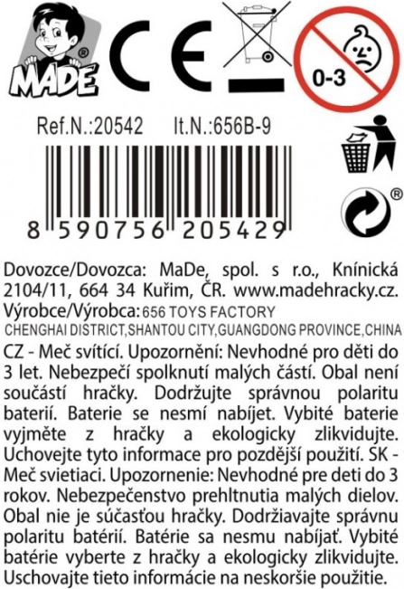 Fény- és hangeffektusokkal rendelkező kard gyerekeknek