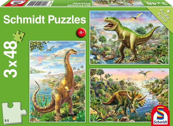 Schmidt dinoszaurusz kaland puzzle 3x48 darabos