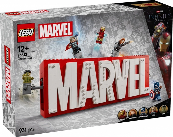 Lego Marvel logo minifigurákkal