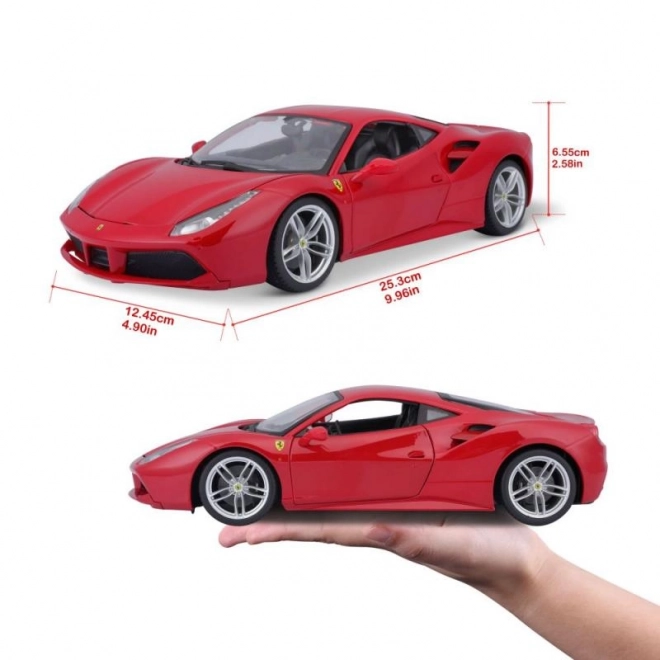 Fém autó modell Ferrari 488 GTB piros