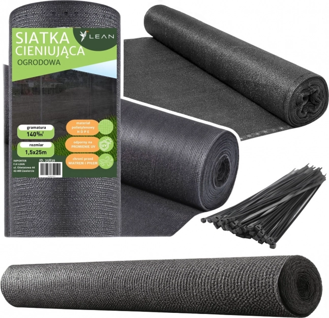 Szürke árnyékoló háló kerítéshez 1,5 m x 25 m 140g/m²
