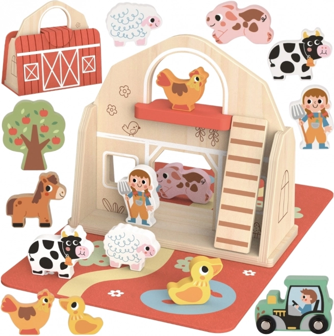 Tooky Toy Fa Összerakható Tanyája Állatfigurákkal