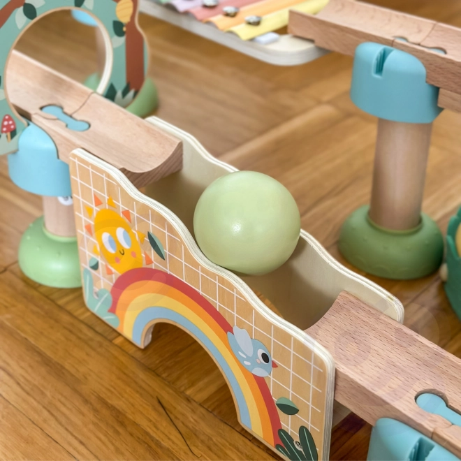 Fa golyópálya Xilofonnal Tooky Toy 44 db