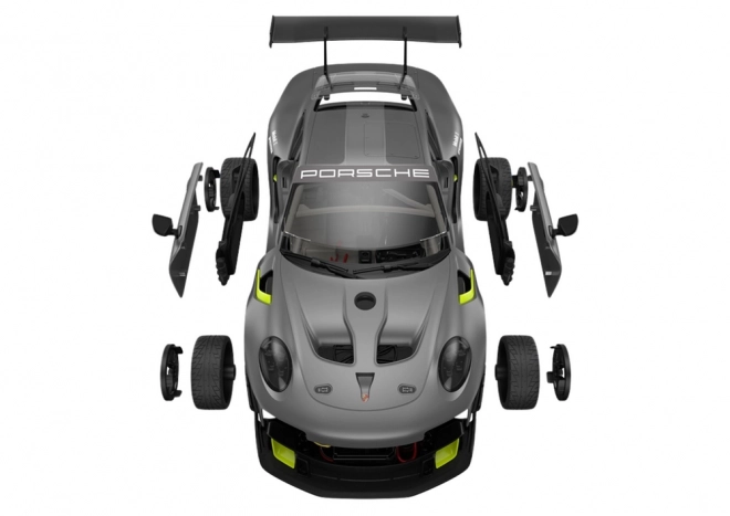 Konstrukciós építőkocka RC autó - Porsche 911 GT2 szürke 68 darab