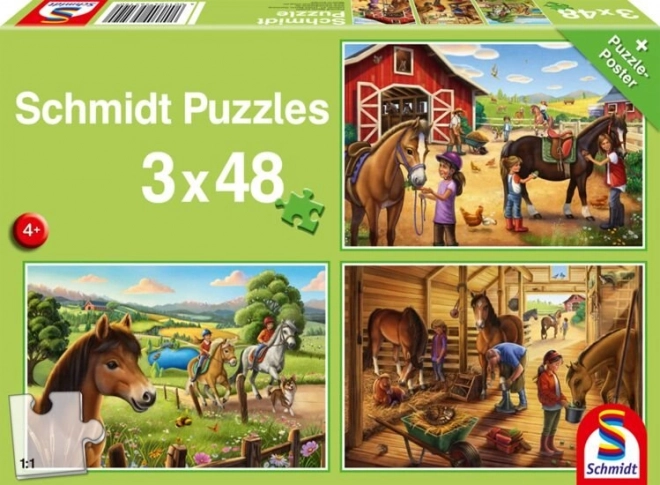 Szívesen lovagolt puzzle - 3x48 darab