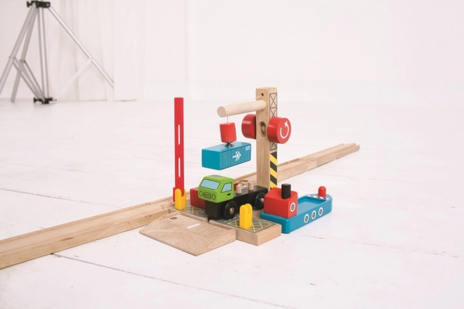 Bigjigs Rail konténer átrakodó állomás