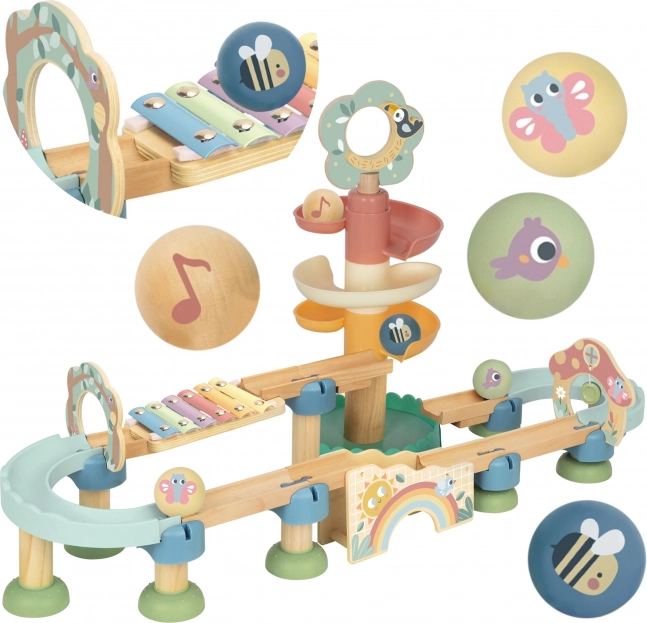 Fa golyópálya Xilofonnal Tooky Toy 44 db