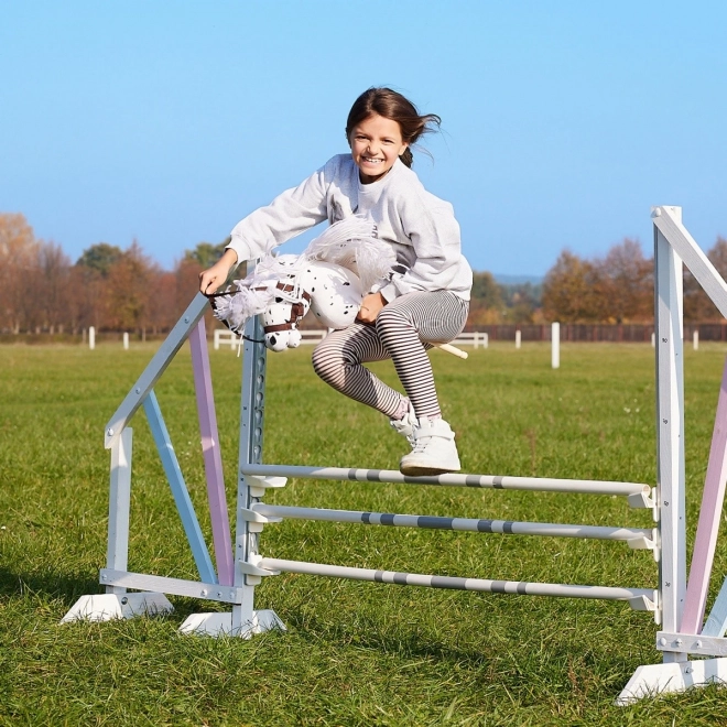 Hobby Horse HOPPIHORSE Sport Edition kollekció fehér leopárd színű lovacska rúdra szerelve