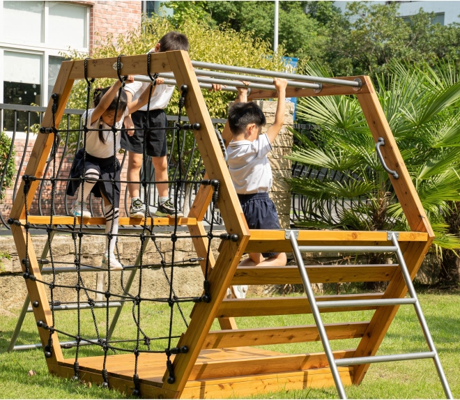 Classic World Edu Fa Játéktér XXL Hatszögletű Mászóka Összeállítás