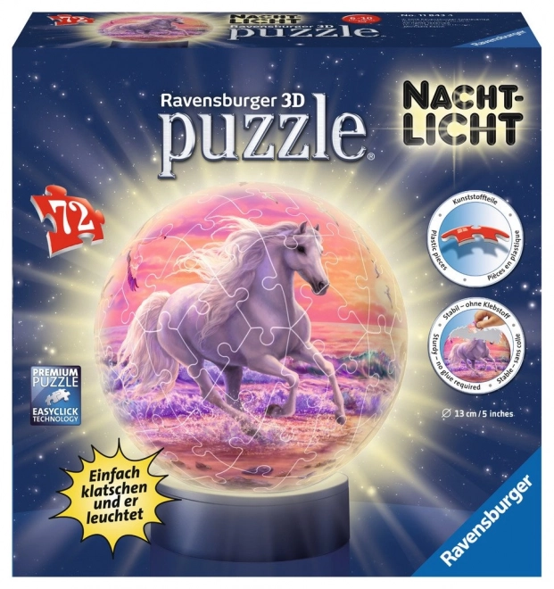 Ravensburger 3D világító puzzle gömb: Ló a tengerparton