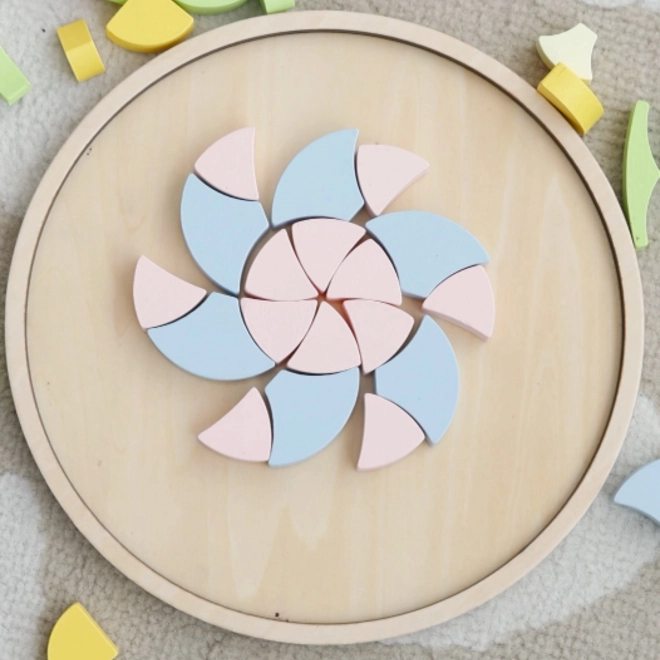 Pasztell mandala Montessori mozaik virágok