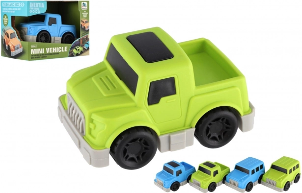 Mini műanyag lendkerekes autó 9 cm – 4 féle