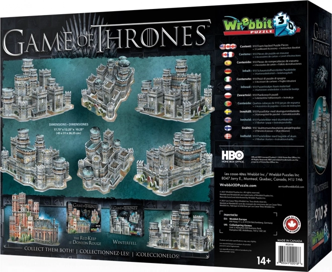 WREBBIT 3D puzzle Trónok harca: Winterfell 910 darabos