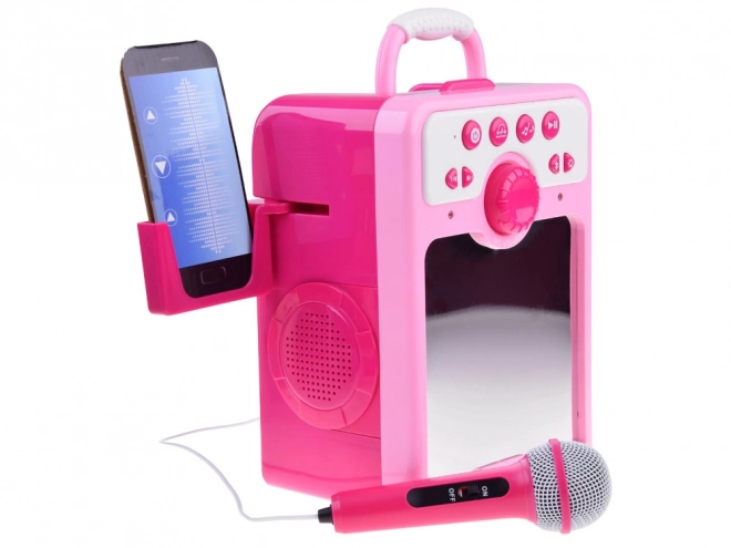 Rózsaszín gyerek Boombox hangszóró mikrofonnal