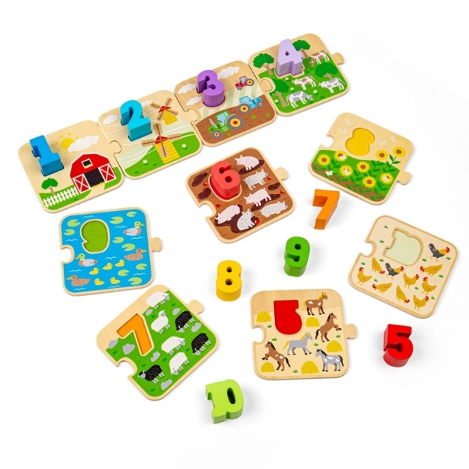 Bigjigs Toys puzzle képekkel és számokkal