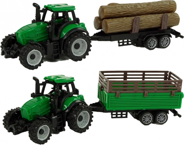 Két traktor működő pótkocsikkal