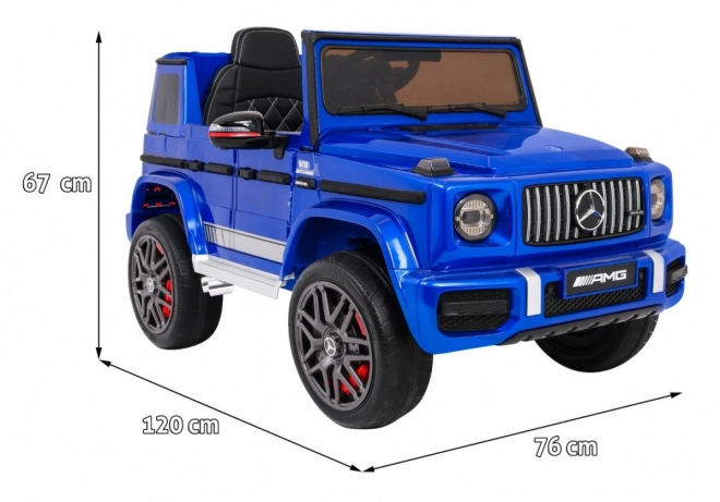 Mercedes AMG G63 gyerekeknek Kék szín + távirányító + MP3 LED + lassú indítás + EVA + övek