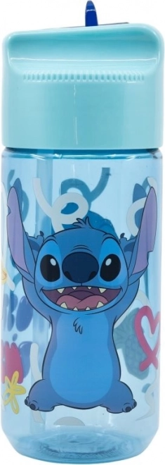 Gyerekeknek való szívószálas vizes palack STITCH mintával (Kék) 430 ml