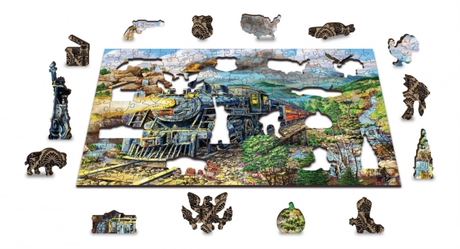 Wooden City Fa puzzle Vasút 2 az 1-ben, 200 darab EKO