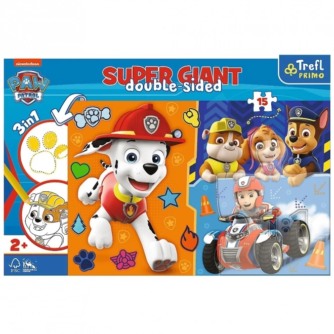 Kétszínű PAW Patrol óriás puzzle - 15 darab