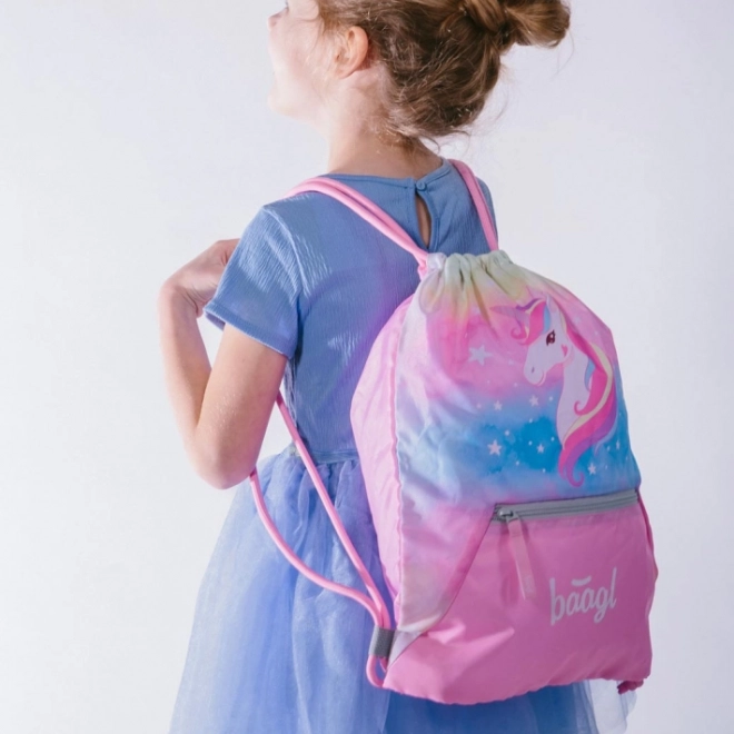 3 darabos BAAGL Zippy plus Rainbow Unicorn szett: iskolatáska, tolltartó és zsák