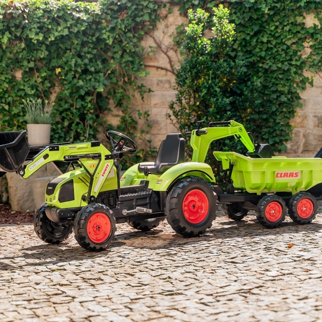 Traktor pedálos Class Atiom 430 zöld első és hátsó kanállal