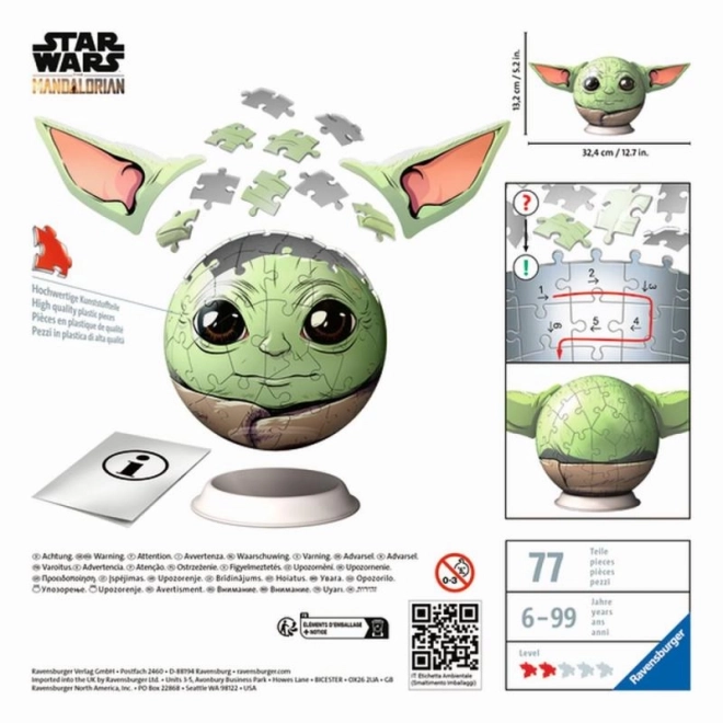 Star Wars Baby Yoda 3D puzzle golyó