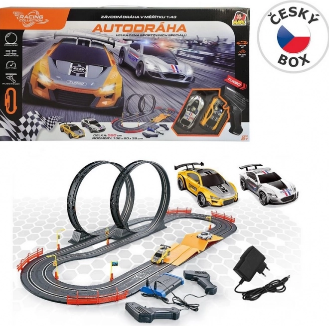 Autópálya Racing Collection 560 cm lejtőkkel és két autóval