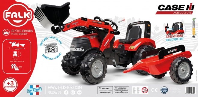 Pedálos traktor utánfutóval és kanállal - piros