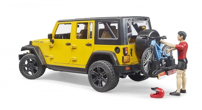 Bruder Jeep Wrangler Rubicon biciklistával és kerékpárral