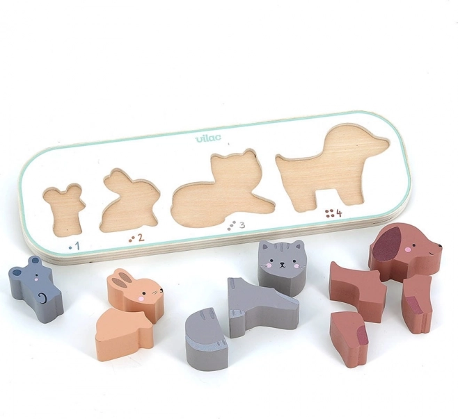Behelyezős puzzle Megtanulom megszámolni az állatokat Vilac Sarah Betz