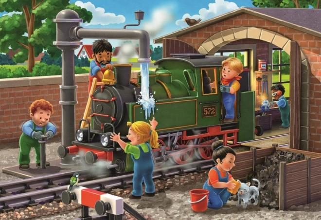Puzzle - Légy repülőgép- és vonatszerelő - 2x24 darab - RAVENSBURGER