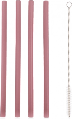 Szilikon szívószál 4 db, Old Pink